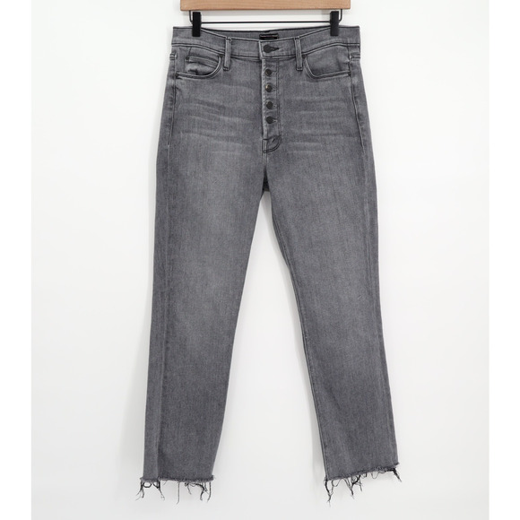 MOTHER Denim - Mother Women The Pixie Dazzler Ankle Fray Button Fly Digging up Dirt Grey Sz 30